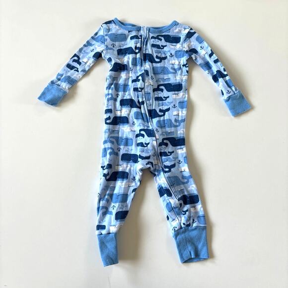 Absorba Boys 12 Month Pajamas One Piece Zip Up Whales Blue Footless - Picture 1 of 5